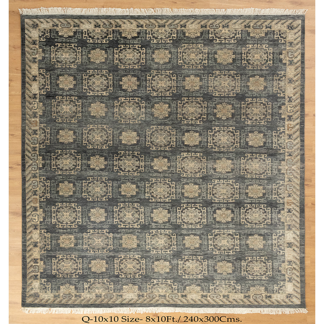 8x10 Majestic Modern Tribal Hand Knotted Grey Beige Area Rugs | Shritija Rugs | Best Carpet Living Room